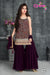 Ethnic Wear (Wine in Color) Embellished Straight Georgette Net Full Length Kurti Sharara Set with Dupatta for Girls