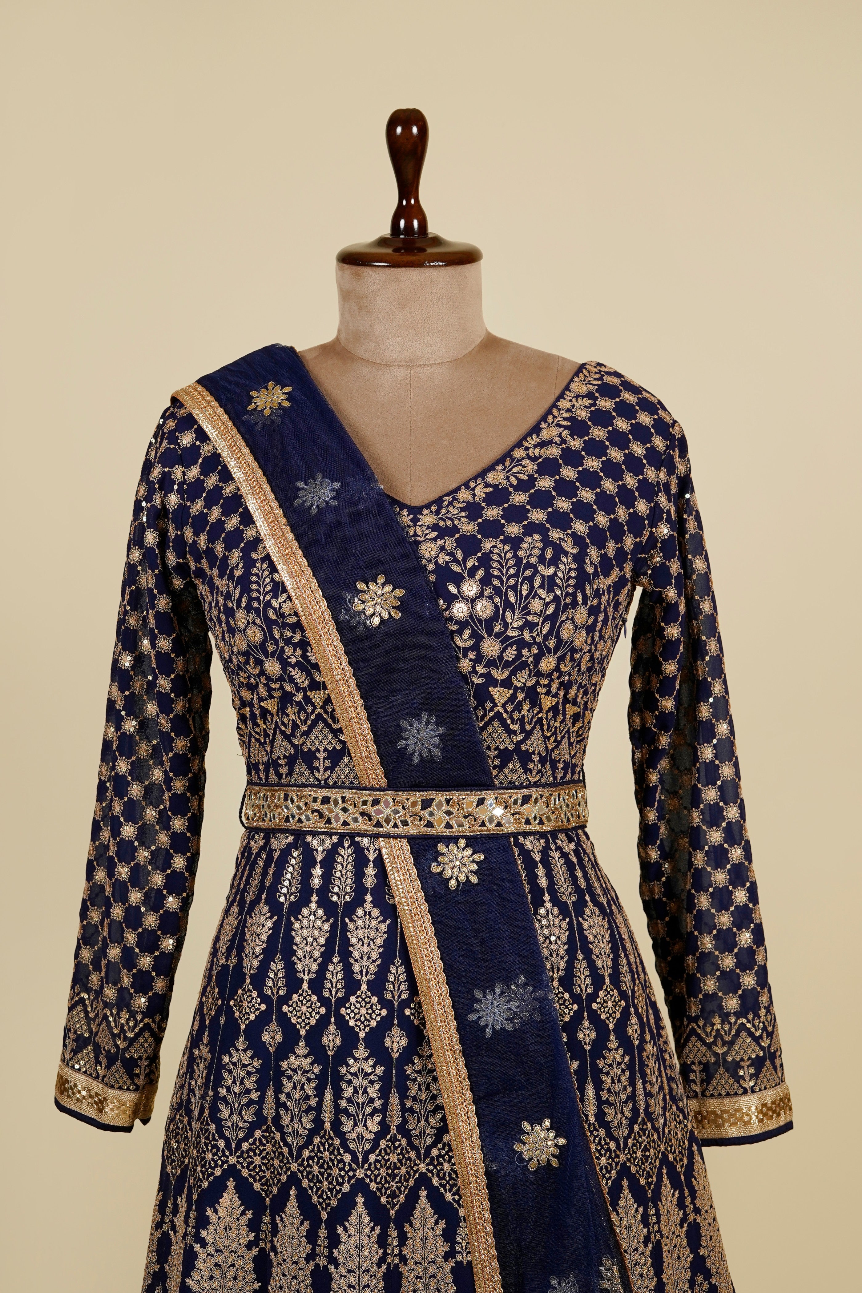 Dark Royal Blue Kashmiri Work