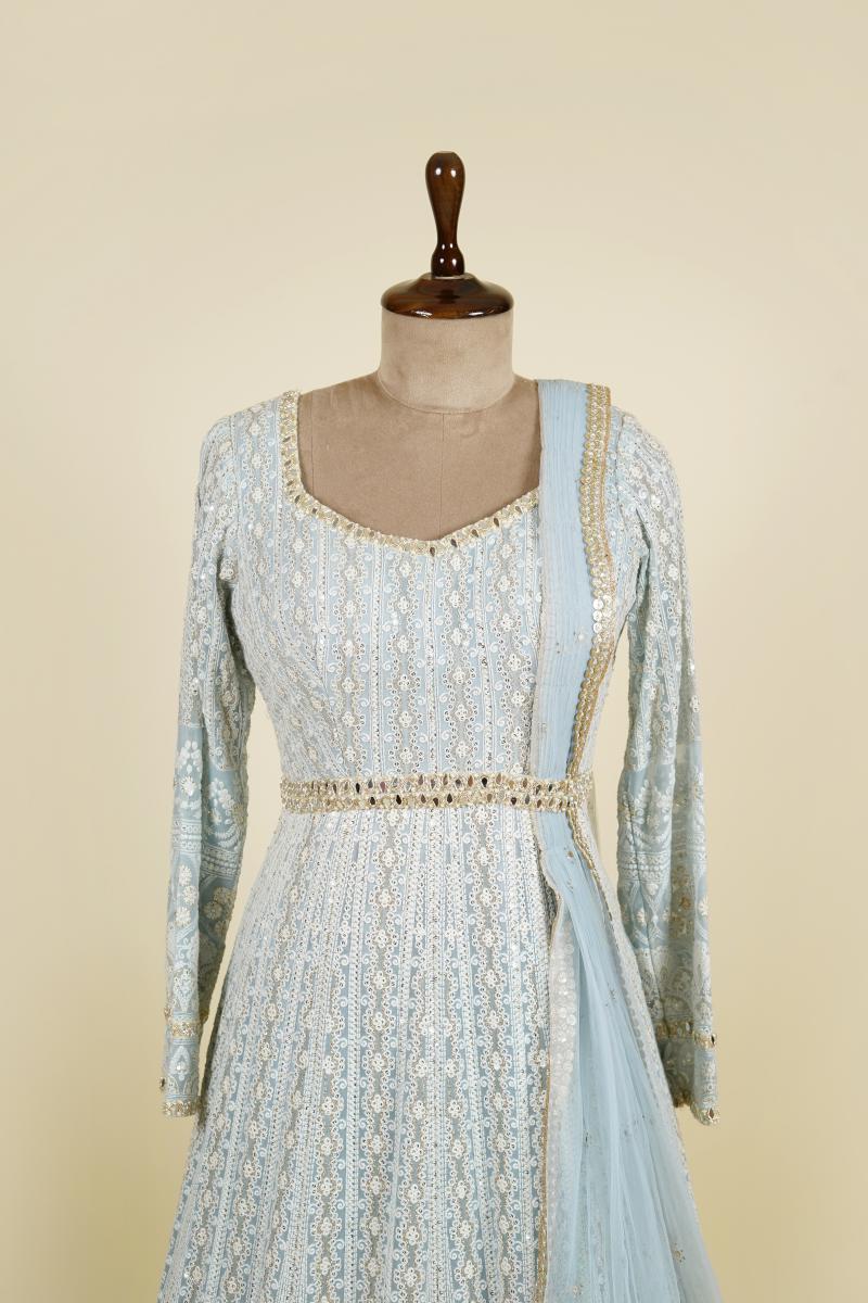 Sky Blue Lucknowi Frock