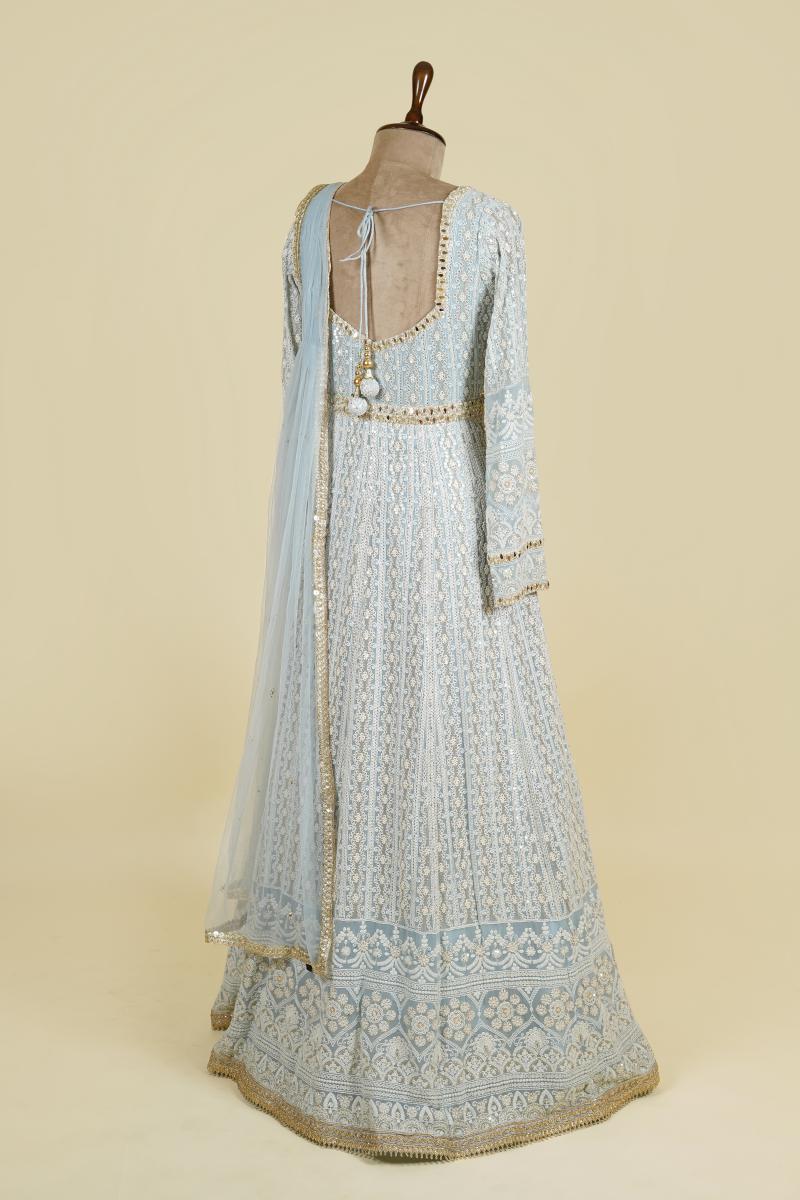 Sky Blue Lucknowi Frock