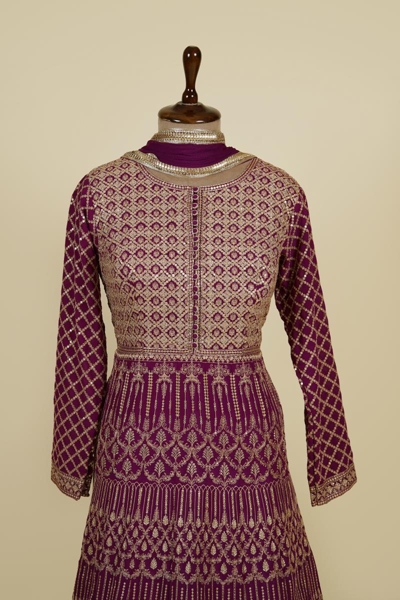 Wine Colour Kashmiri Work