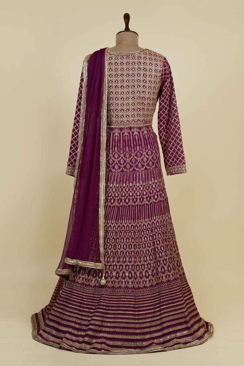 Wine Colour Kashmiri Work