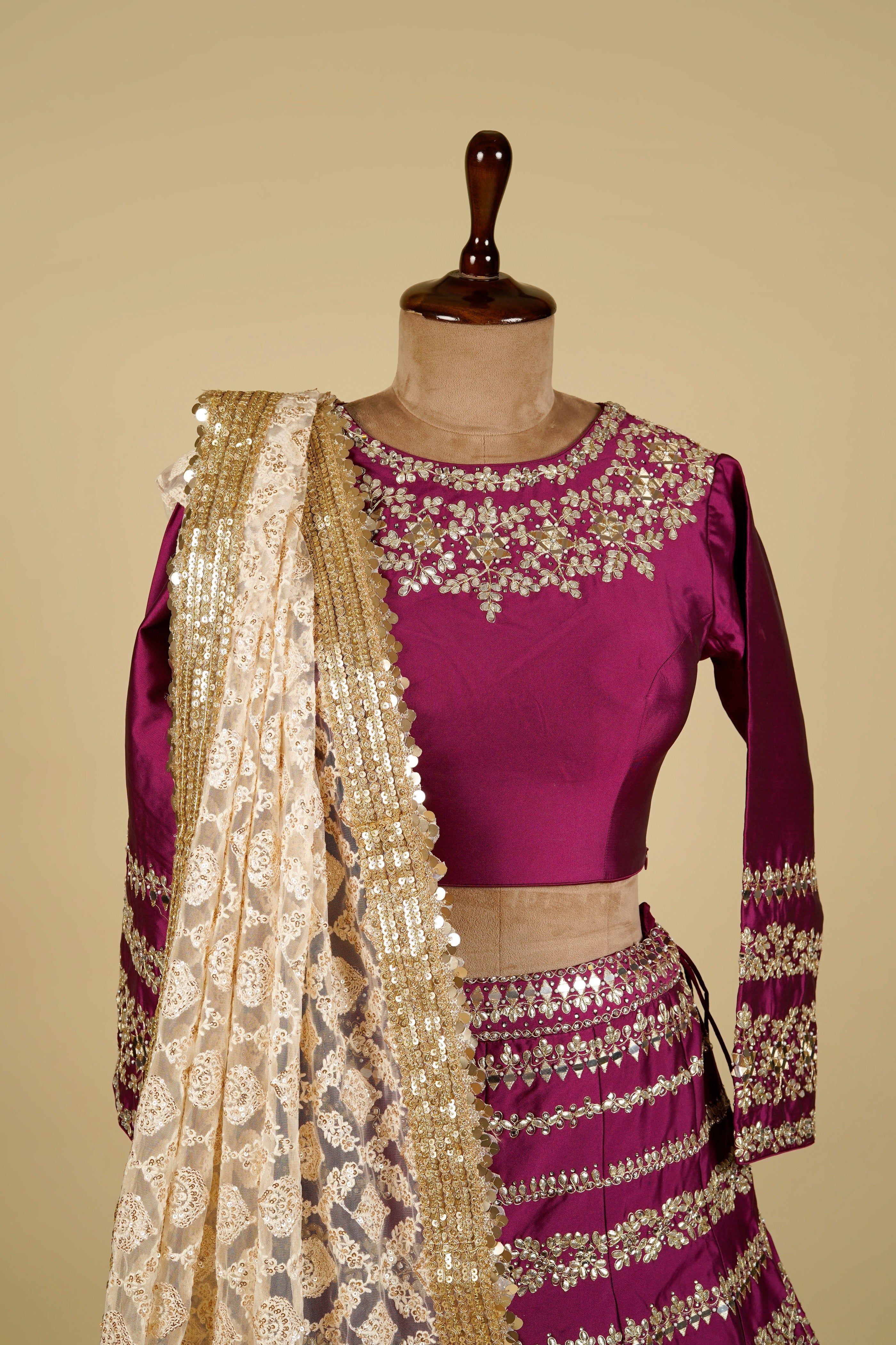 Lehenga Choli embellished with Gota patti, Mirror and Swarovski work