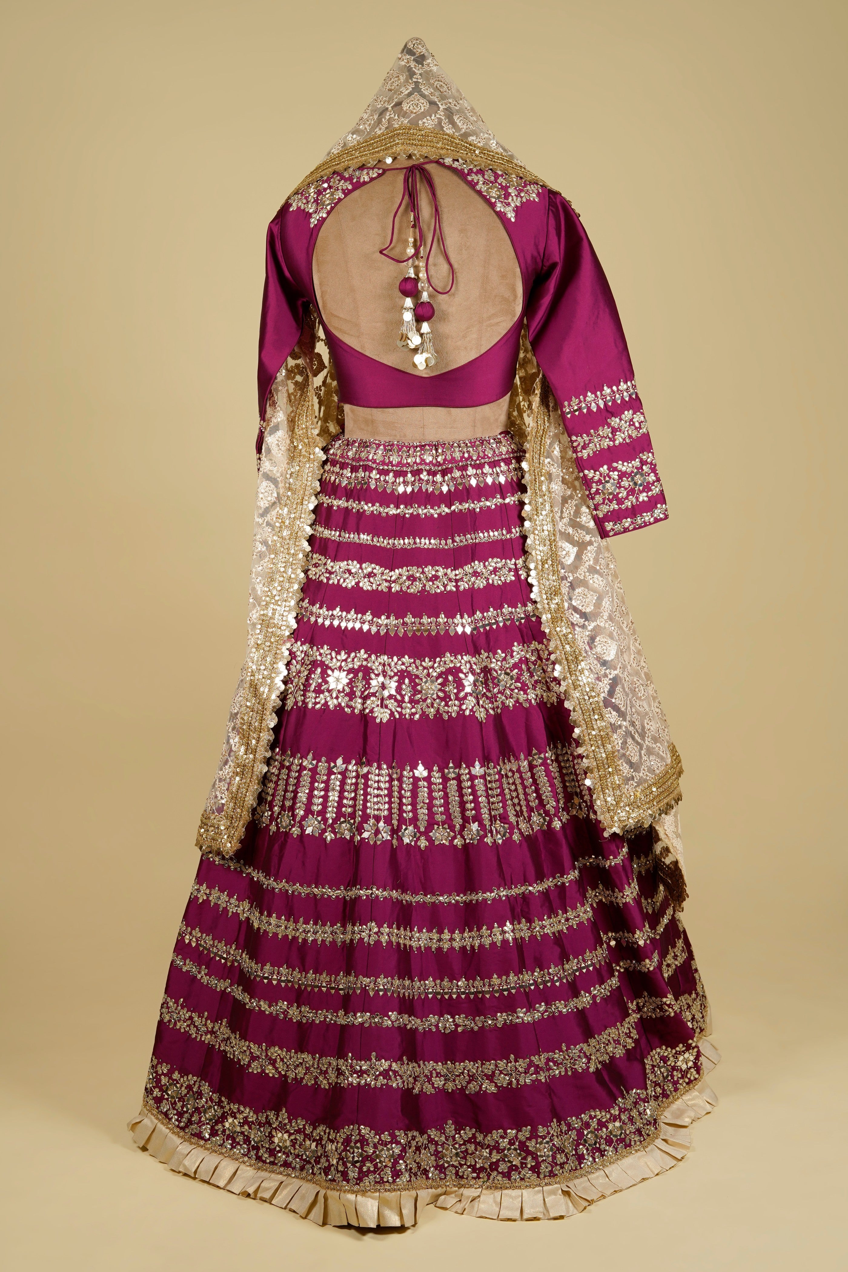 Lehenga Choli embellished with Gota patti, Mirror and Swarovski work