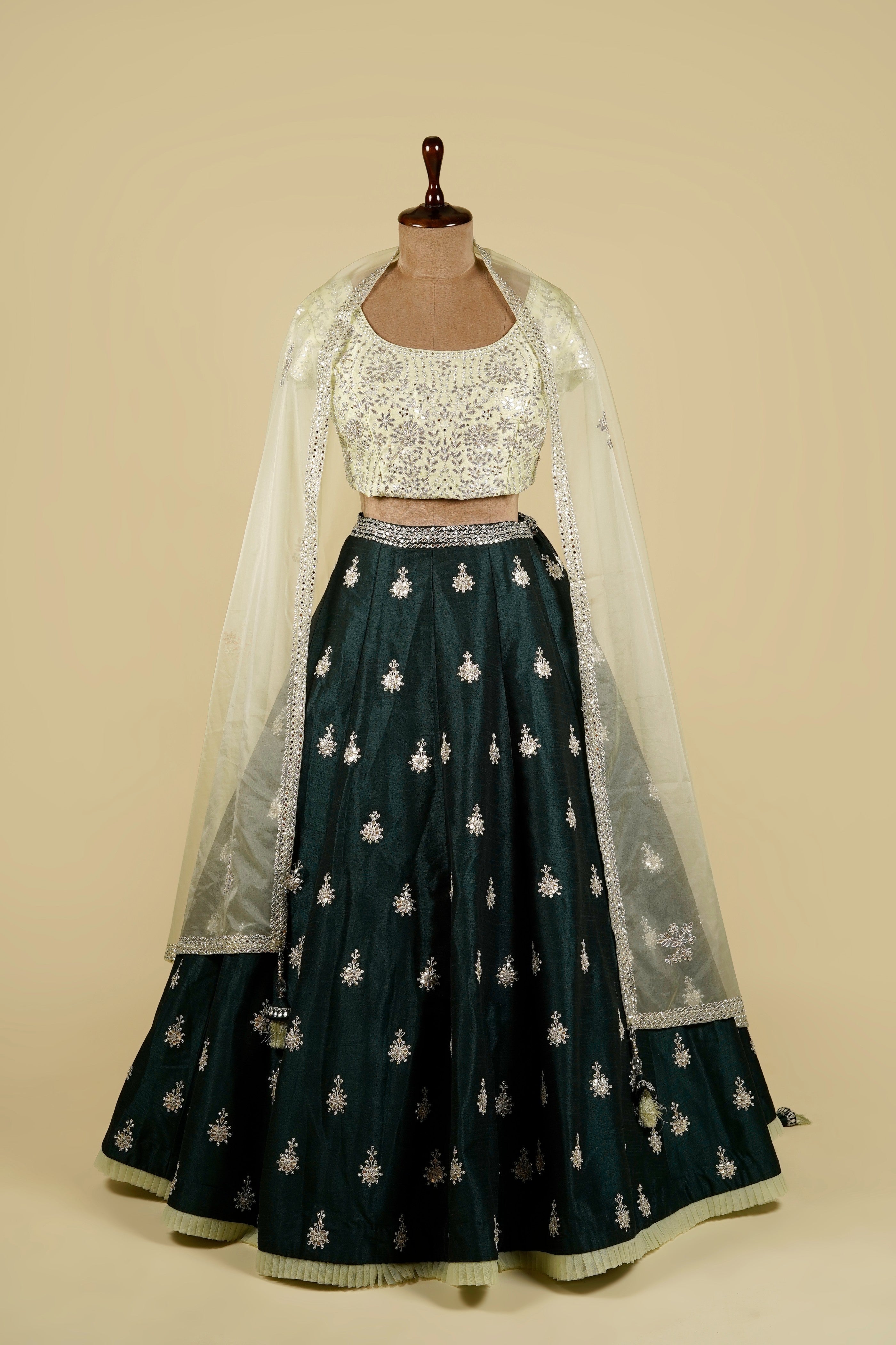 Lehenga Choli embellished with Gota patti, Mirror and Swarovski work