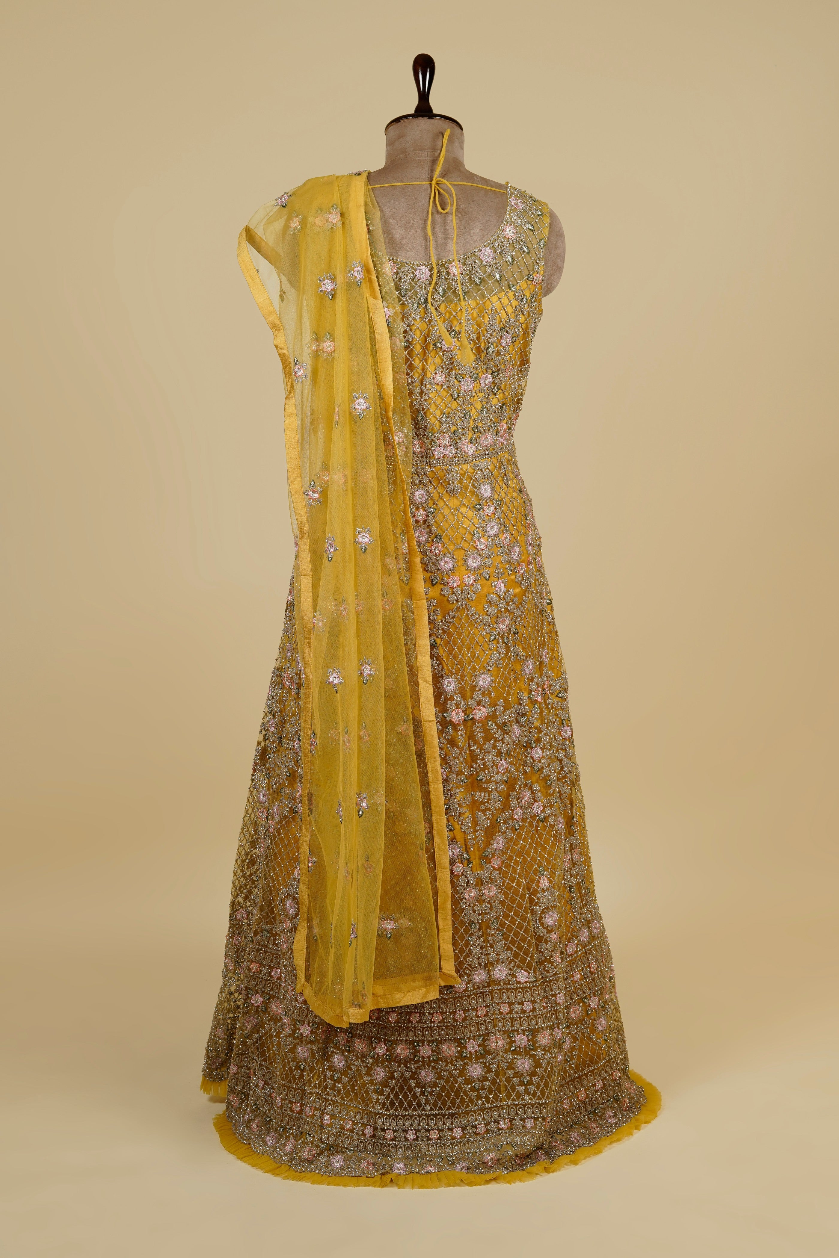 Yellow Dori Thread Work Suit