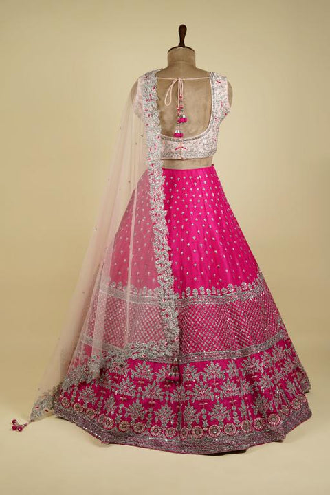 Pink Lehenga Blush Pink Choli embellished with Thread and Dabka work