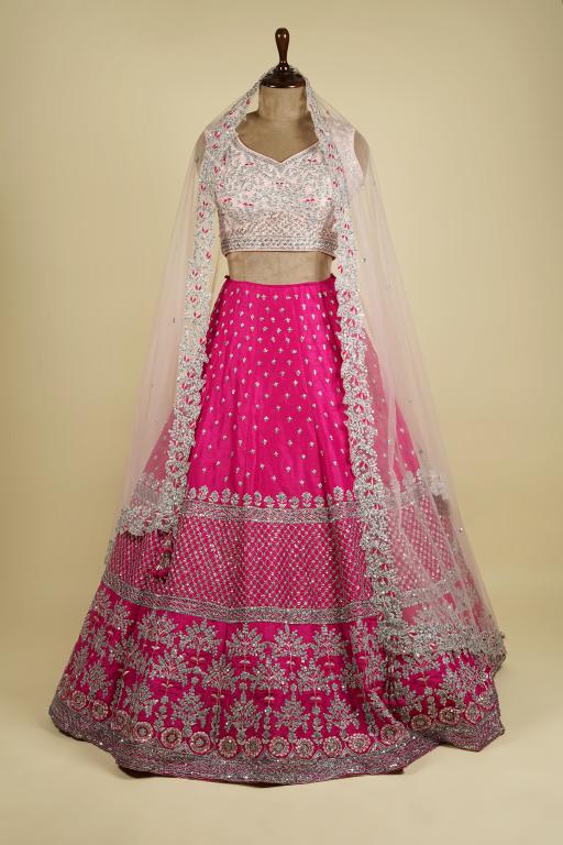Pink Lehenga Blush Pink Choli embellished with Thread and Dabka work