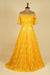 Yellow Indo-Western Gown embellished with Aari and Sequin work