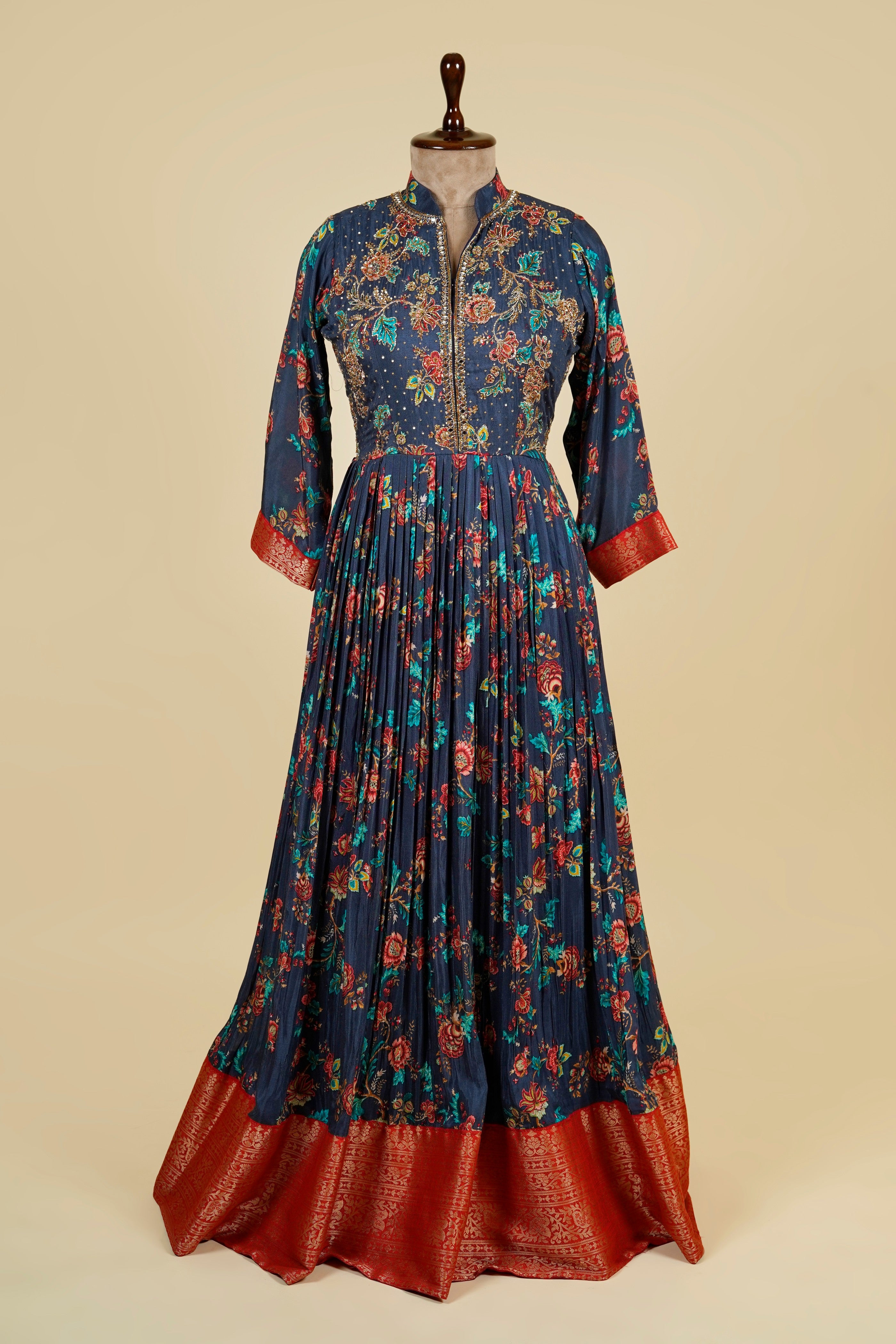 Navy Block Print Frock