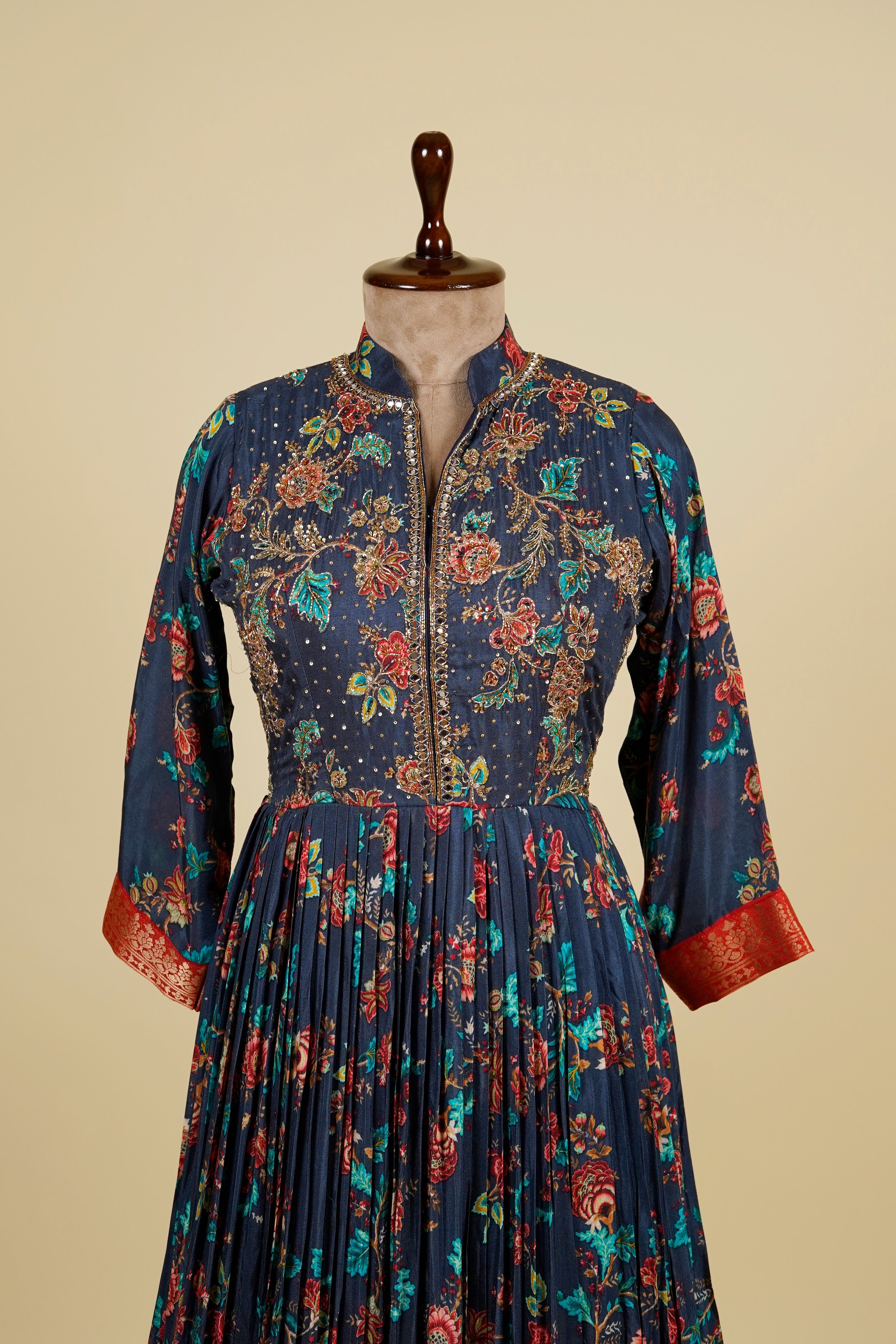 Navy Block Print Frock