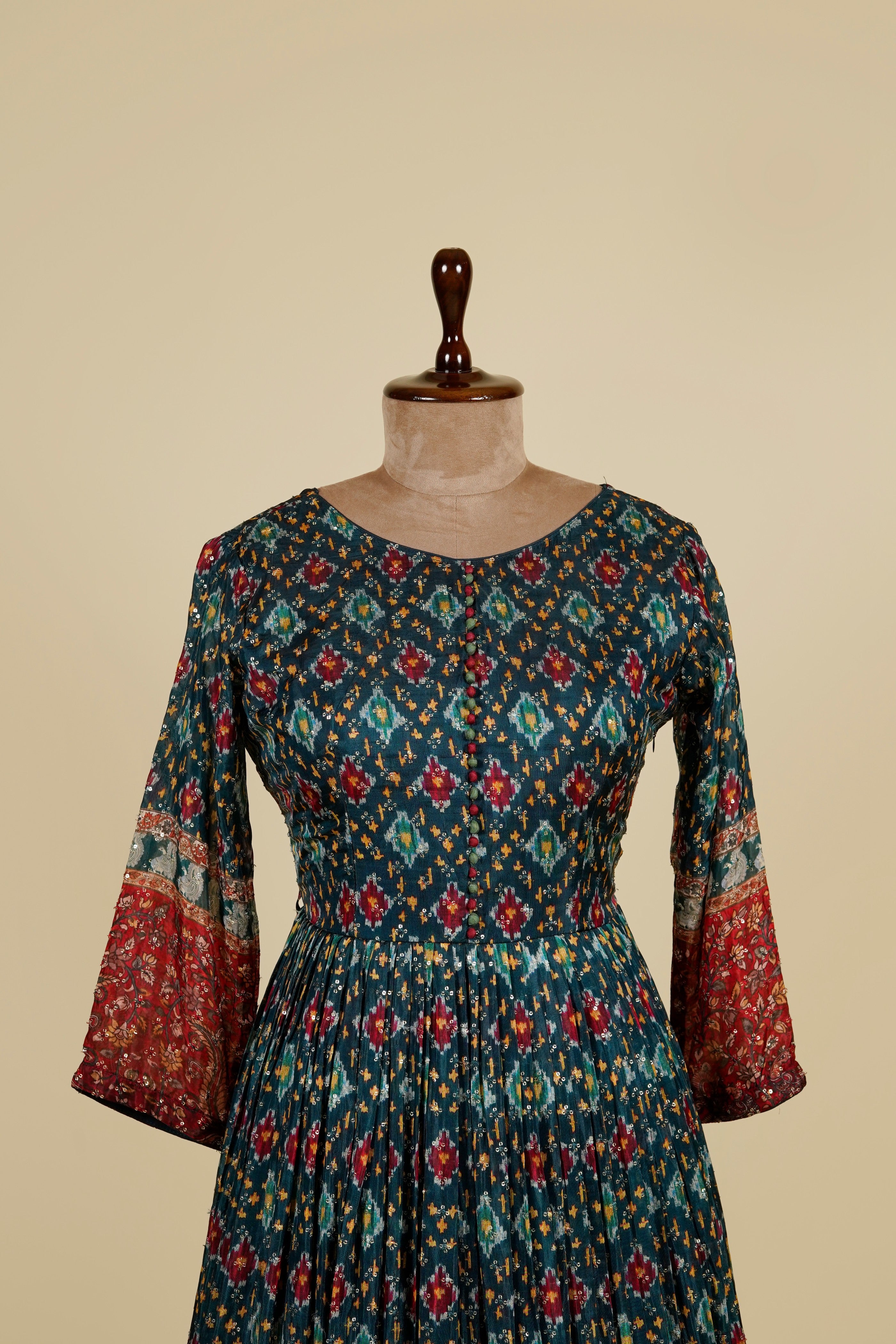 Navy Block Print Frock