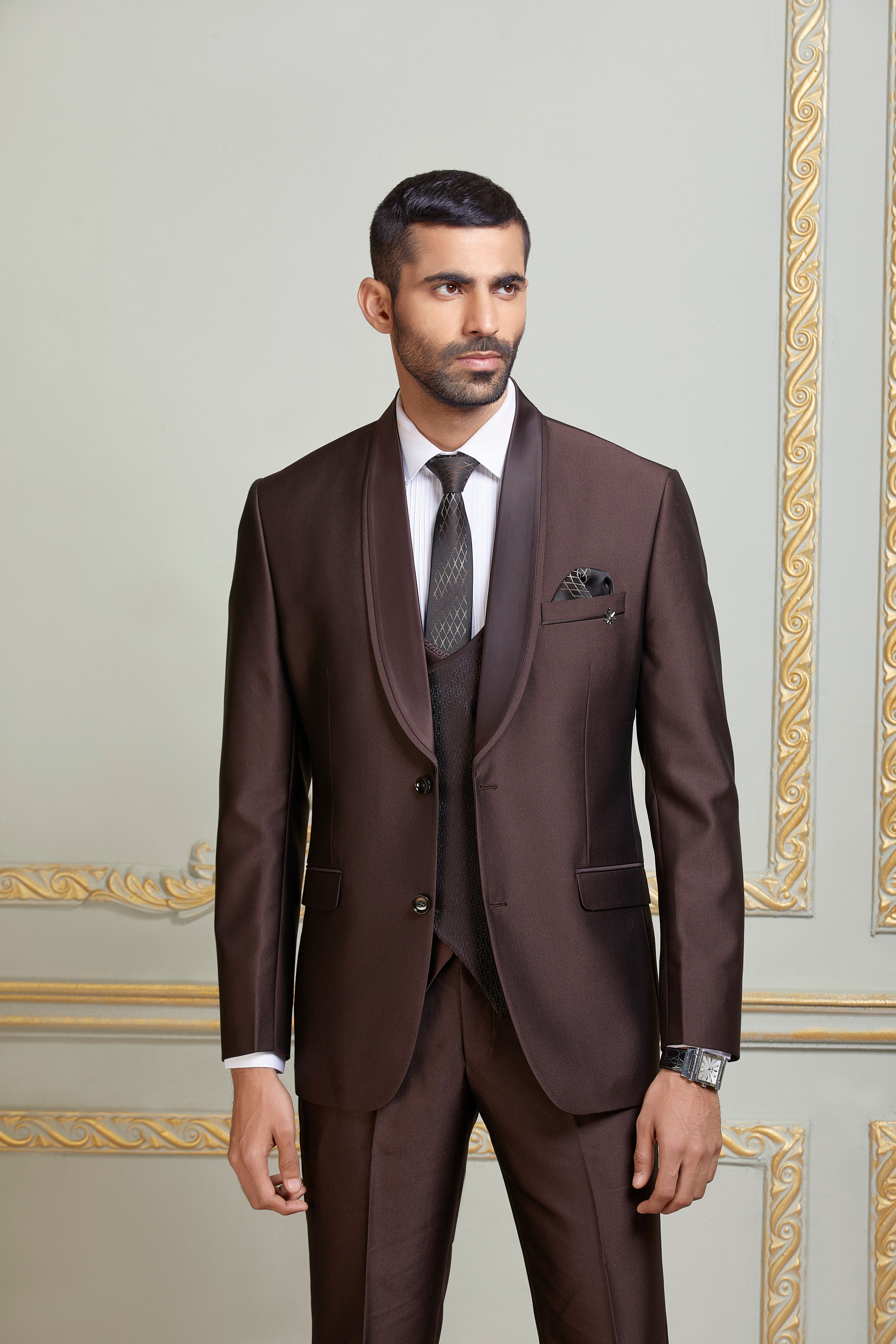 Wine Brown Colored 5 Piece suit