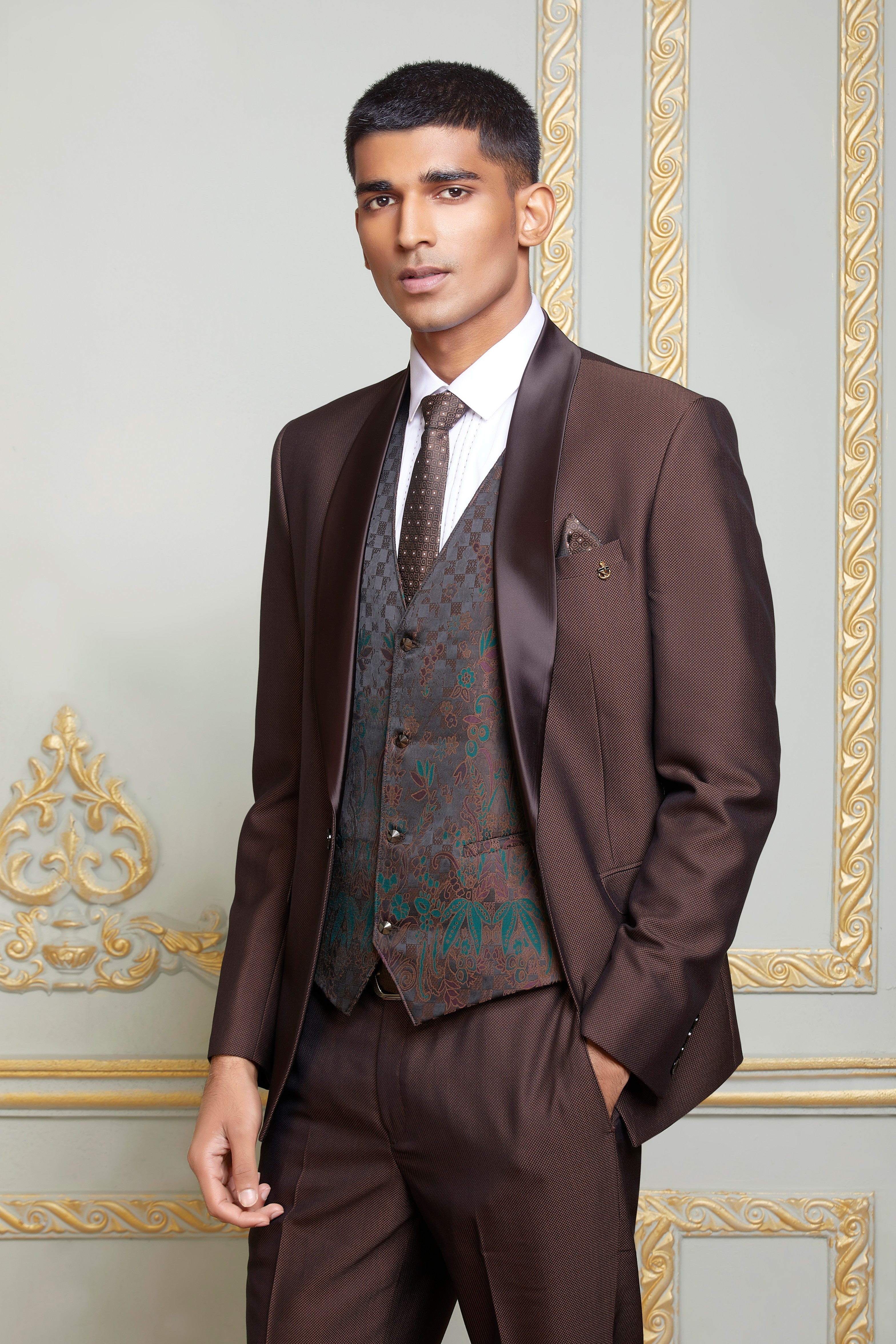 Brown Colored 5 Piece suit