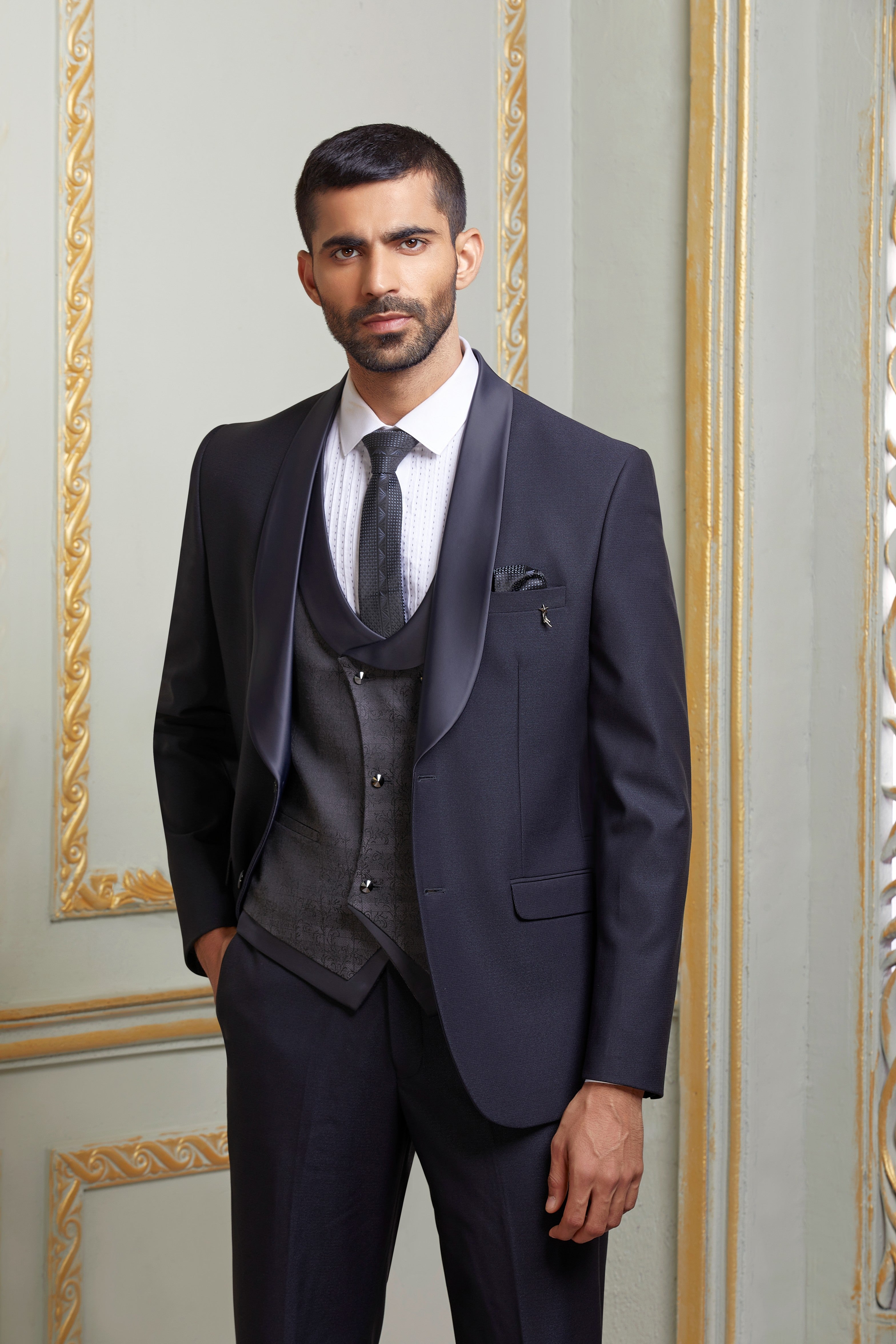 Midnight Blue Colored 5 Piece suit