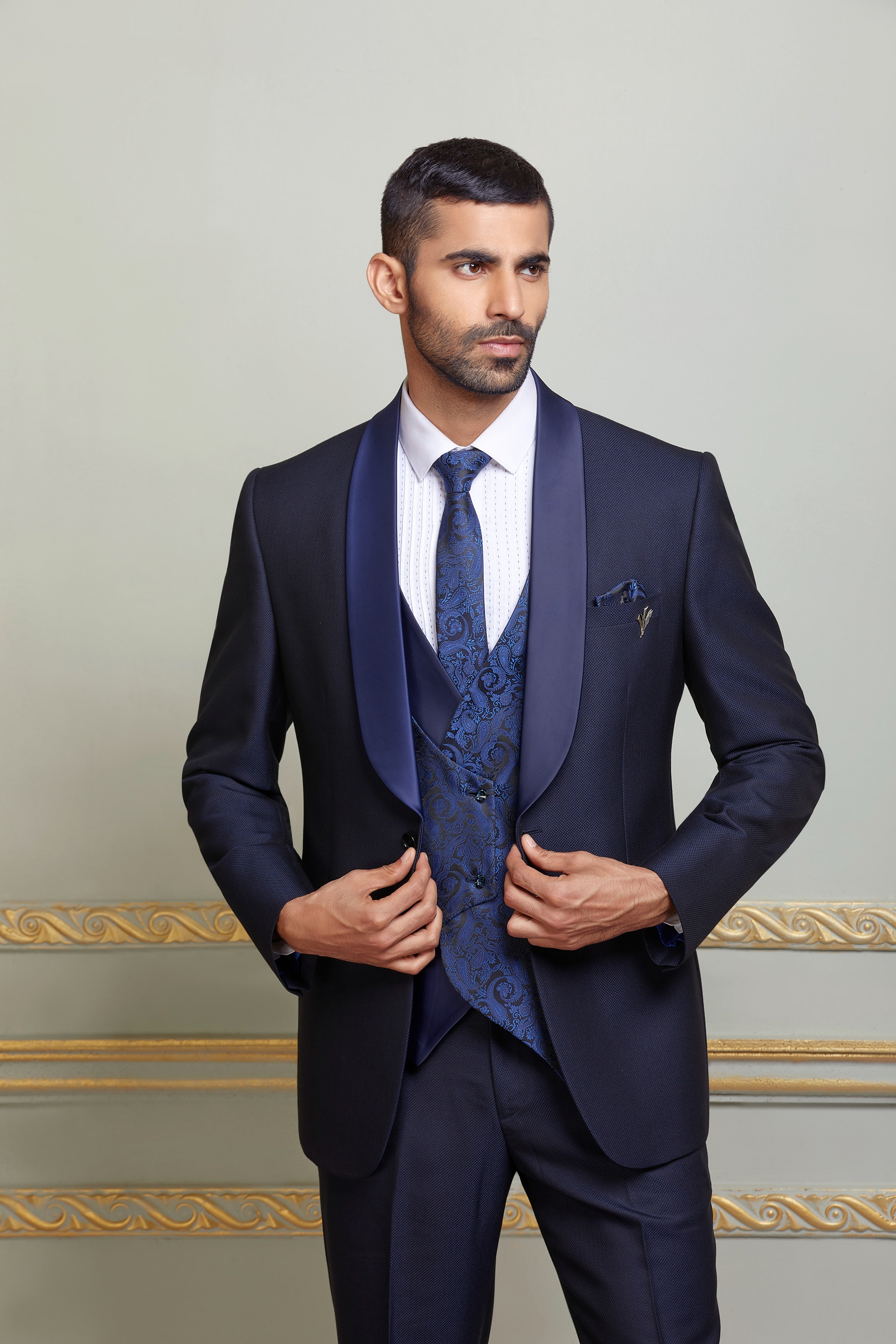 Navy Blue Colored 5 Piece suit