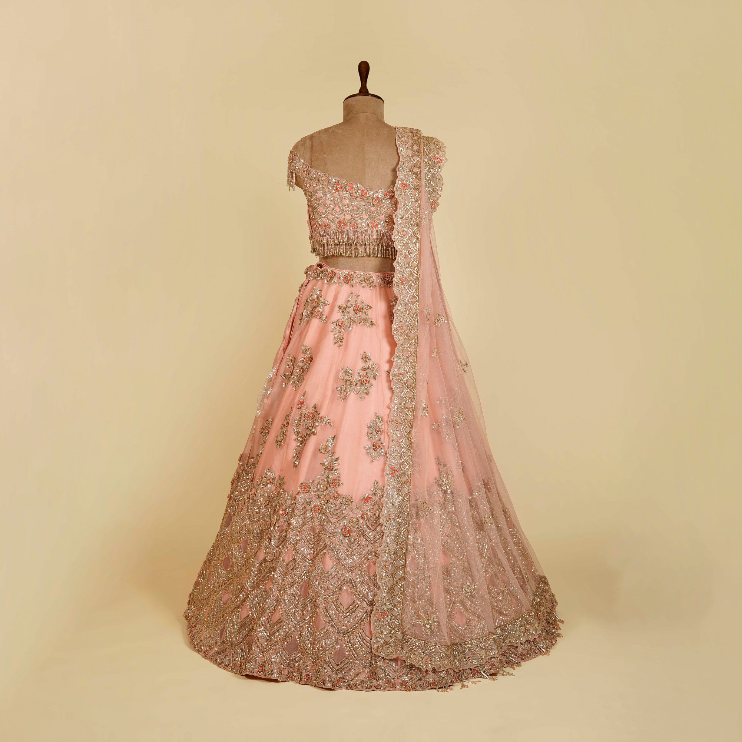 Pink Lehenga Choli embellished with Sequins and Cut dana work