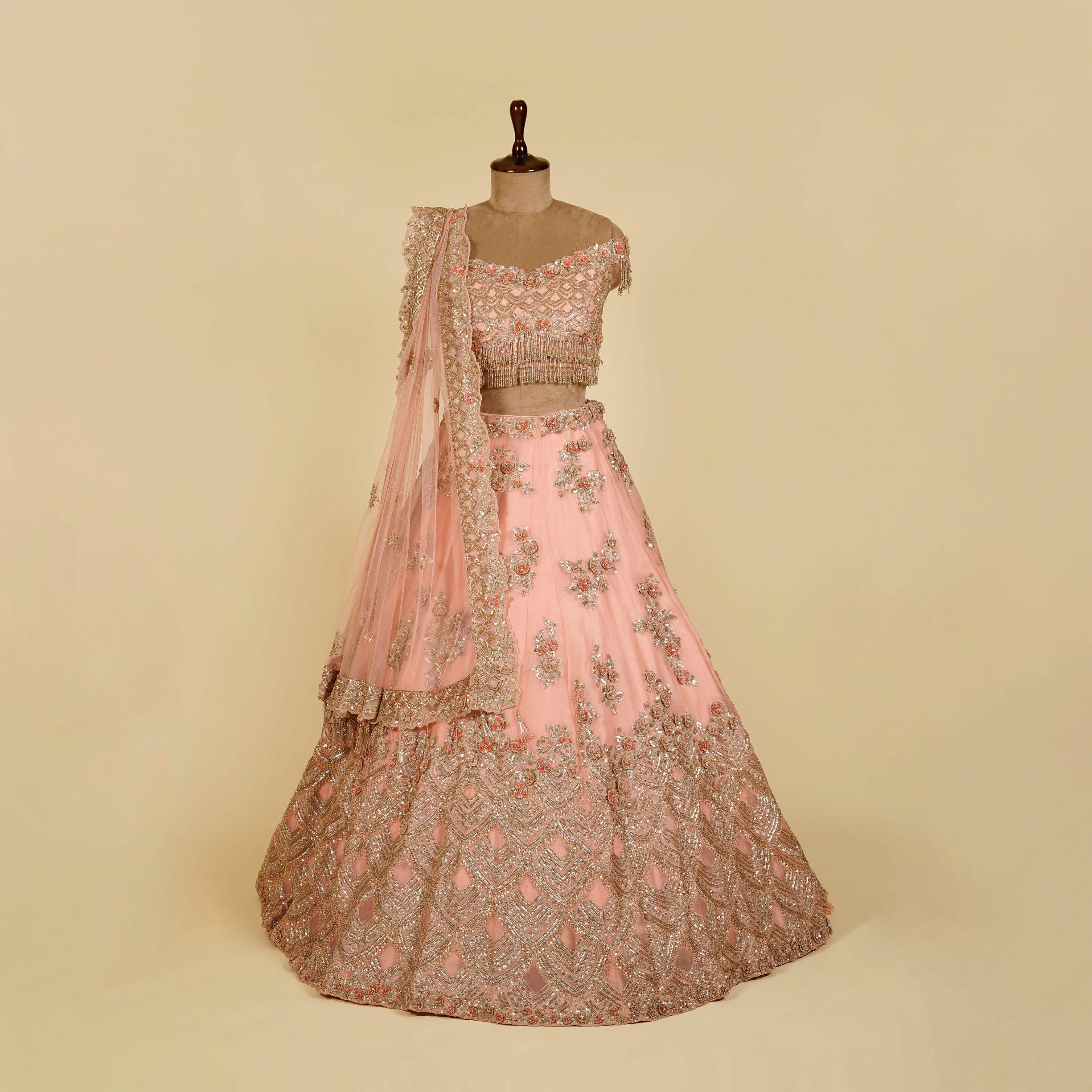 Pink Lehenga Choli embellished with Sequins and Cut dana work