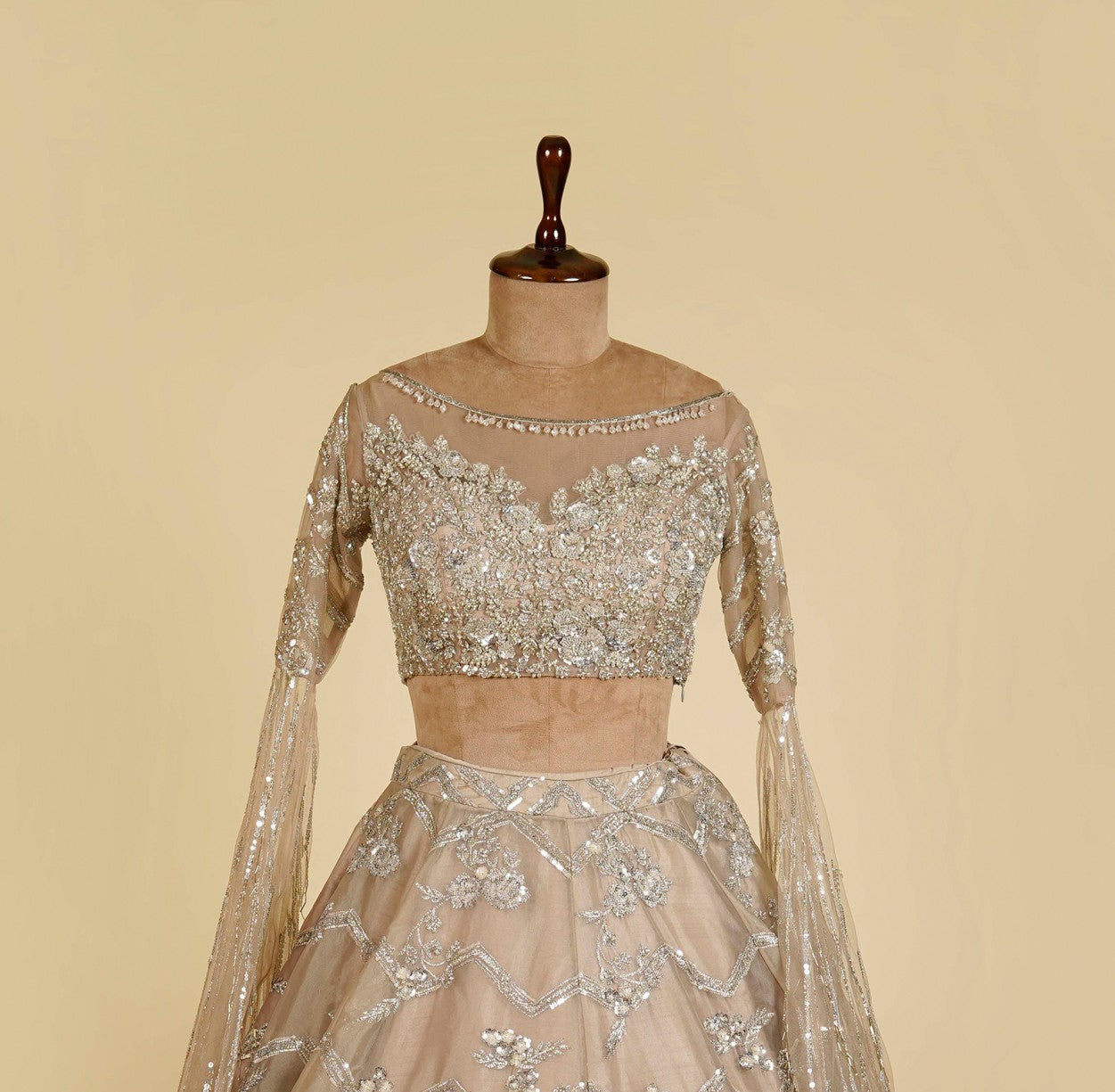 Grey Lehenga Choli embellished with Sequins and Cut dana work
