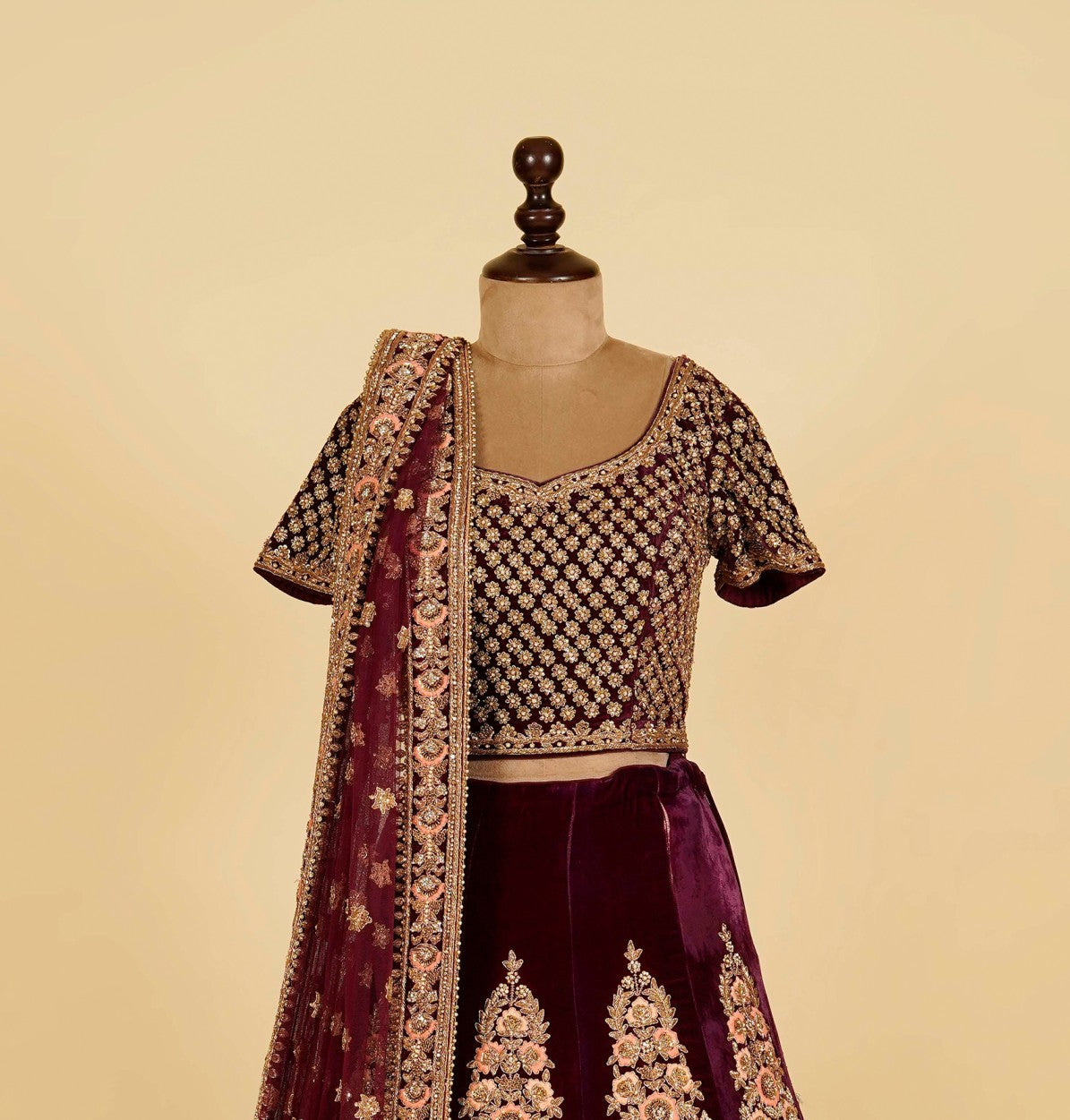 Purple Lehenga Choli embellished with Dabka, Zari and Thread work