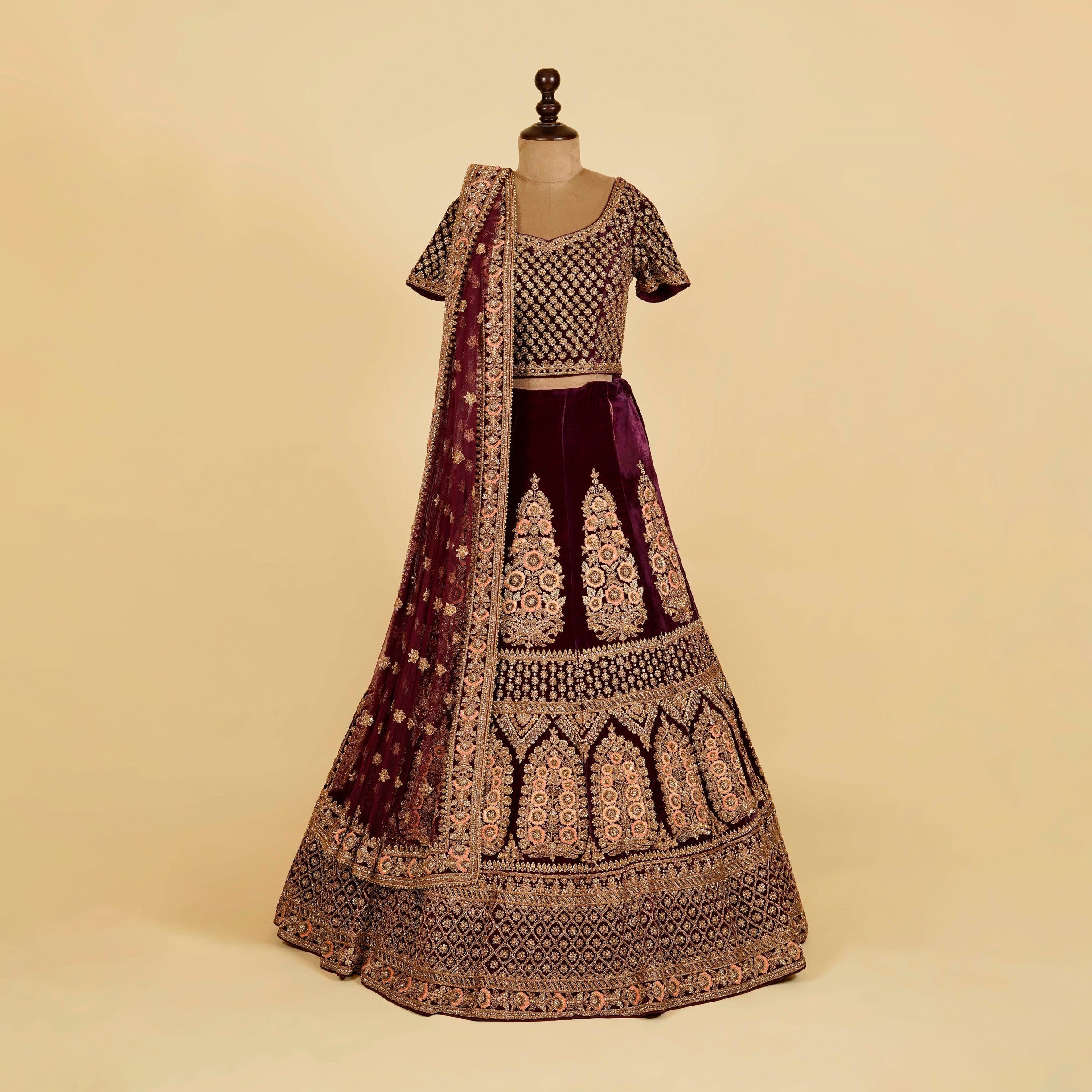 Purple Lehenga Choli embellished with Dabka, Zari and Thread work