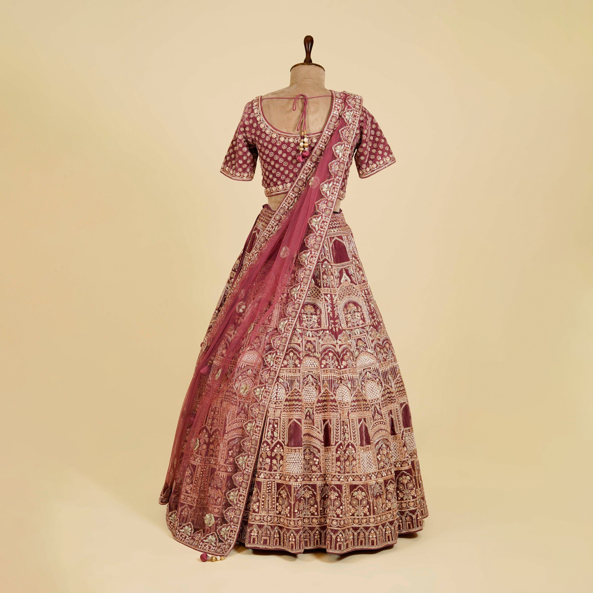 Mauve Lehenga Choli embellished with Sequins, Pearls and Cut Dana work