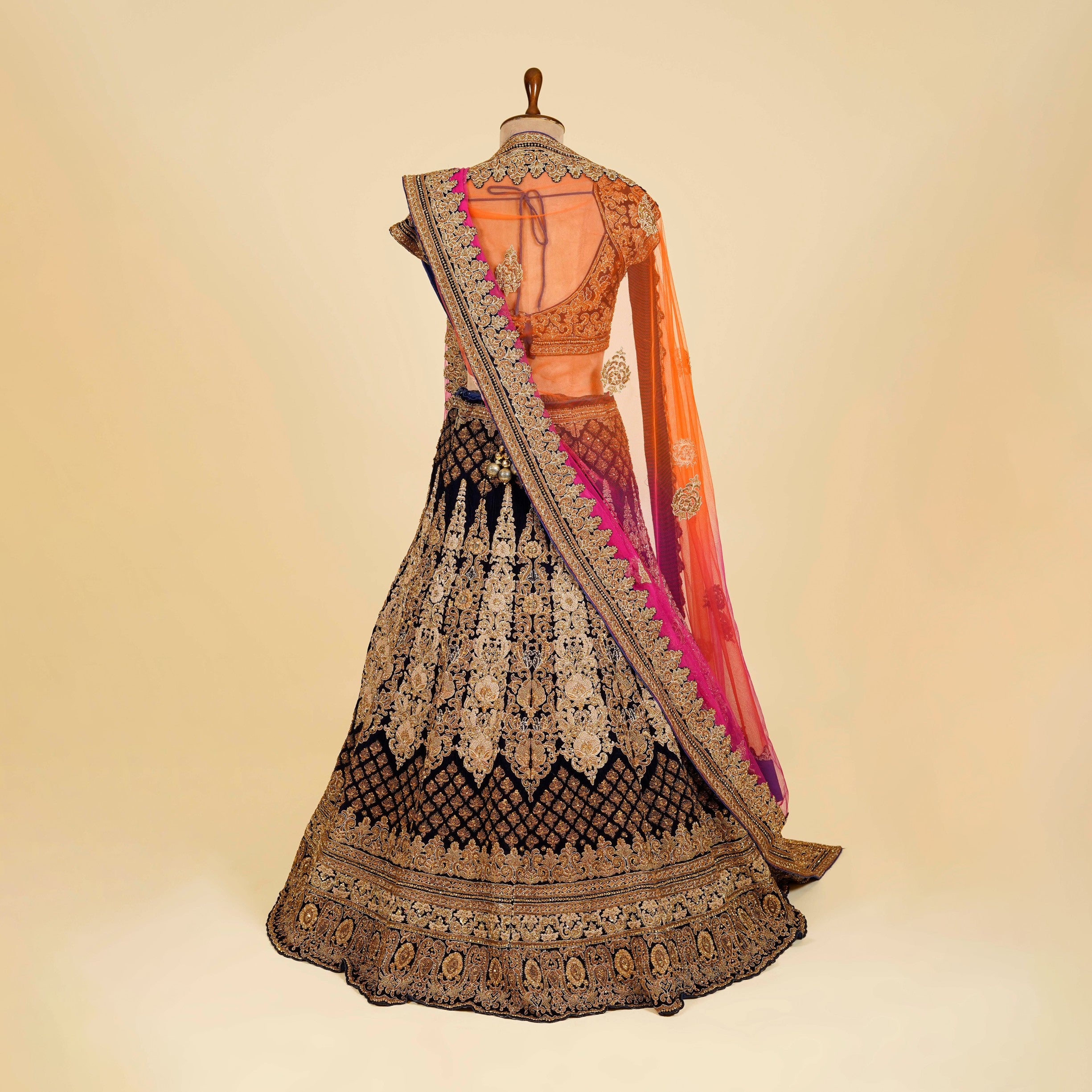 Royal Blue Lehenga Choli embellished with Dabka, Stone and Gold antique work