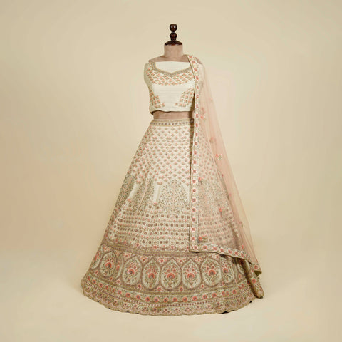 Mint Green Lehenga Choli embellished with Zardosi, Thread and hand work