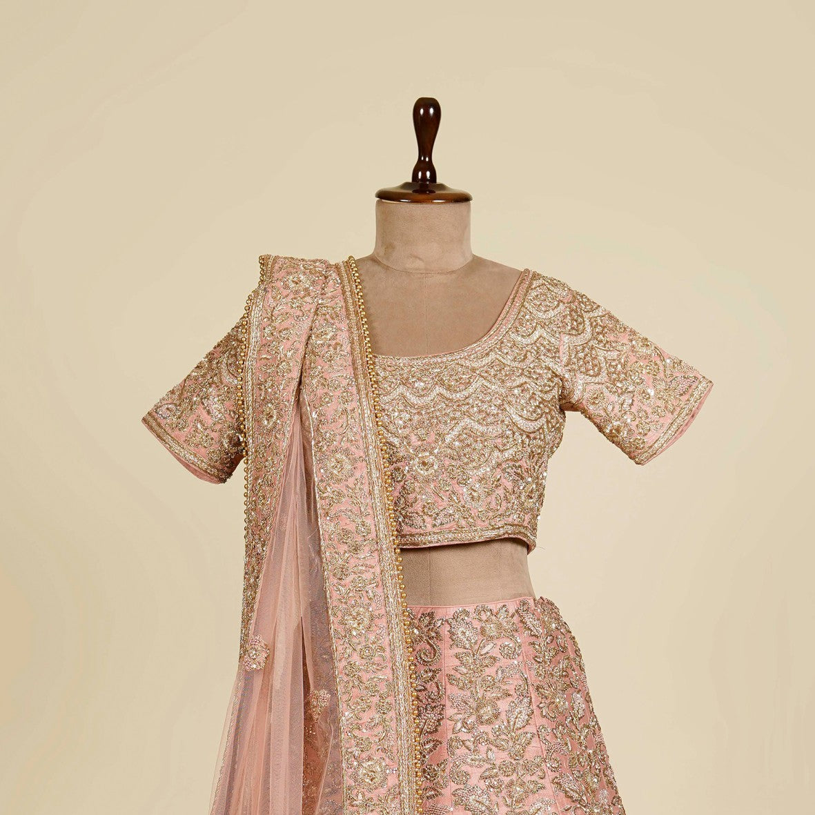 Pink Lehenga Choli embellished with Zardosi, Stone and Knot work