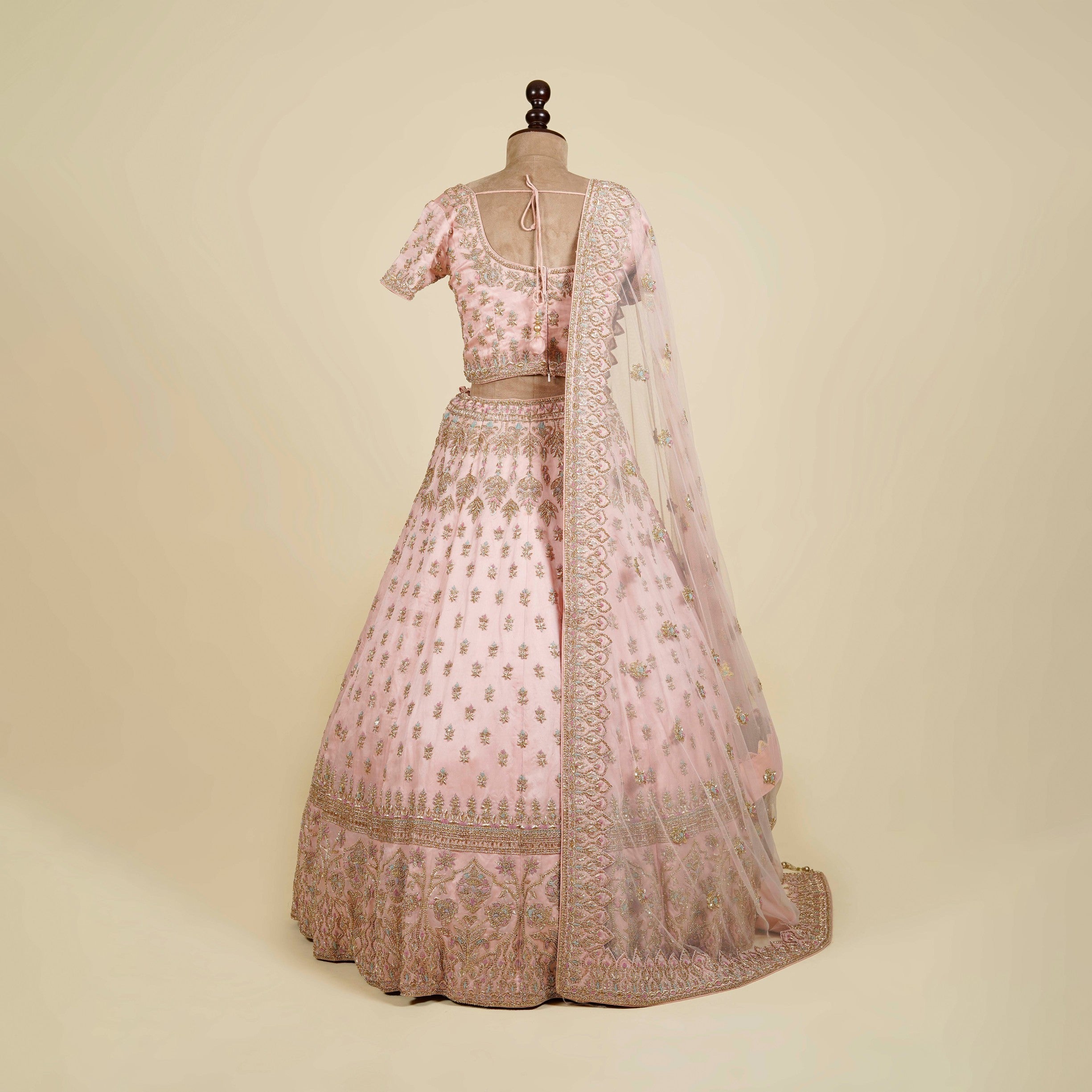 Baby Pink Lehenga Choli embellished with Zardosi work