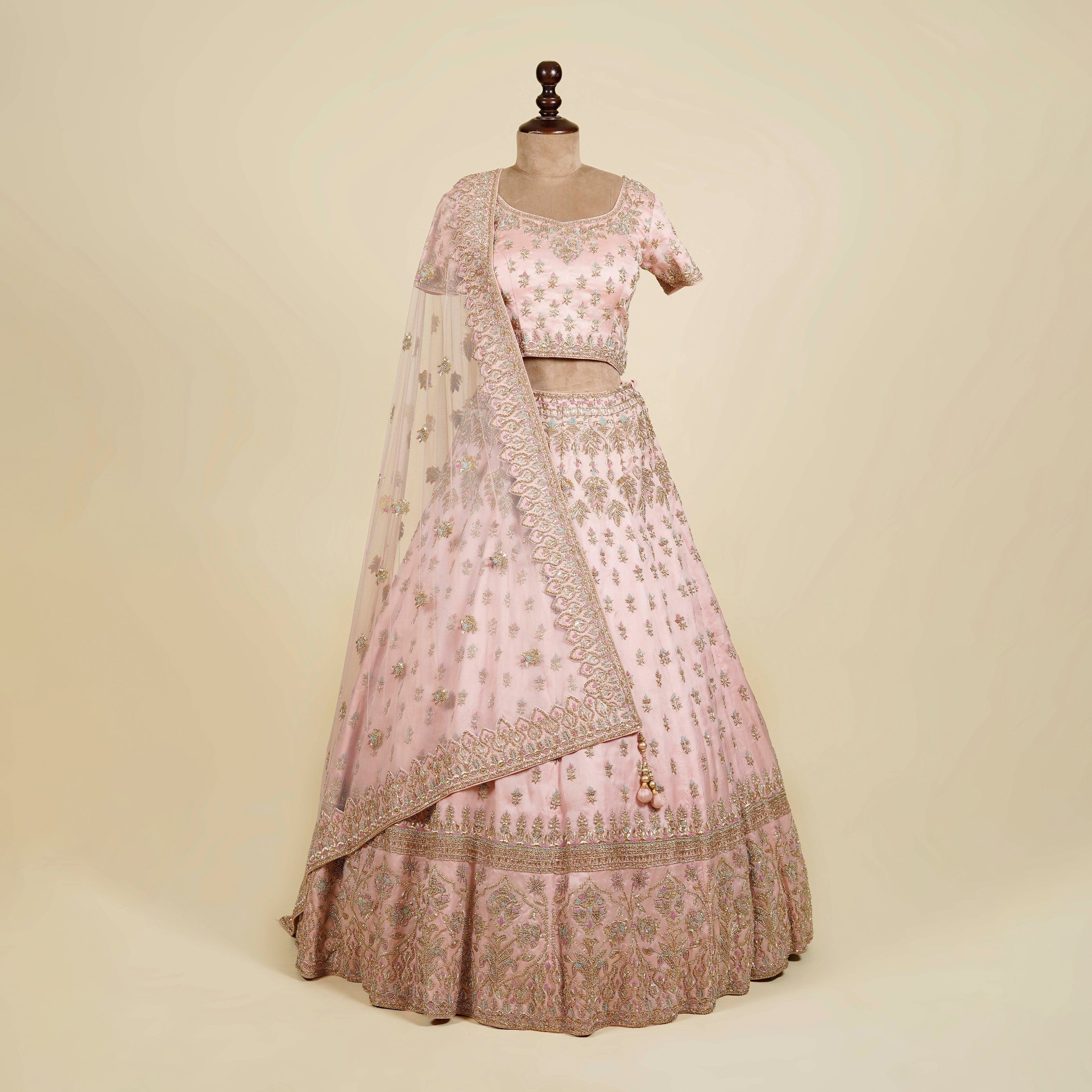 Baby Pink Lehenga Choli embellished with Zardosi work