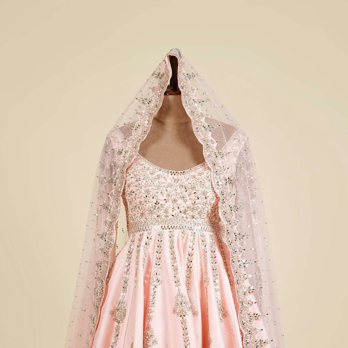 Pink Sharara embellished with Mirror, Kundan and Dori work