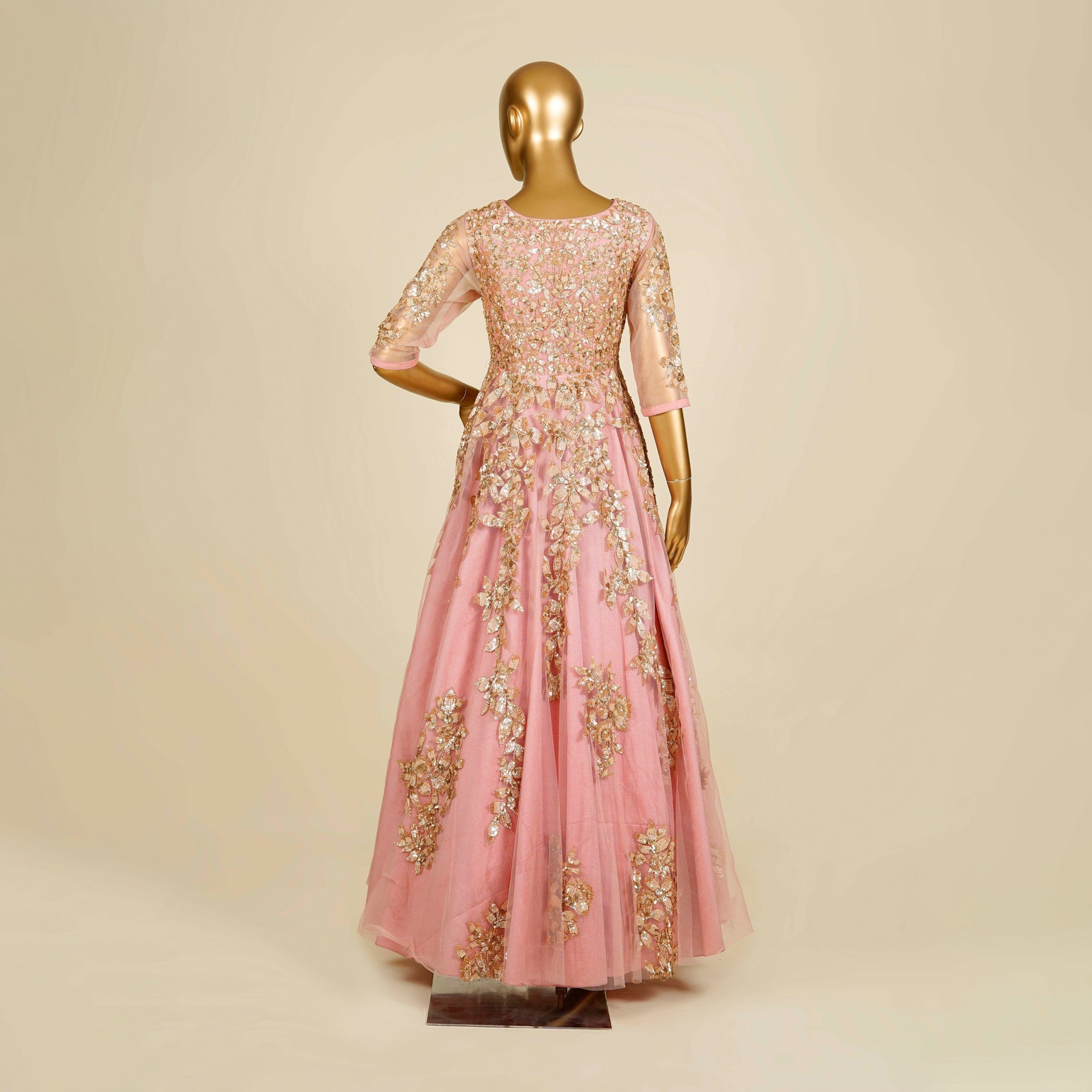 Pink Dress embellished with Sequins and Mukaish work