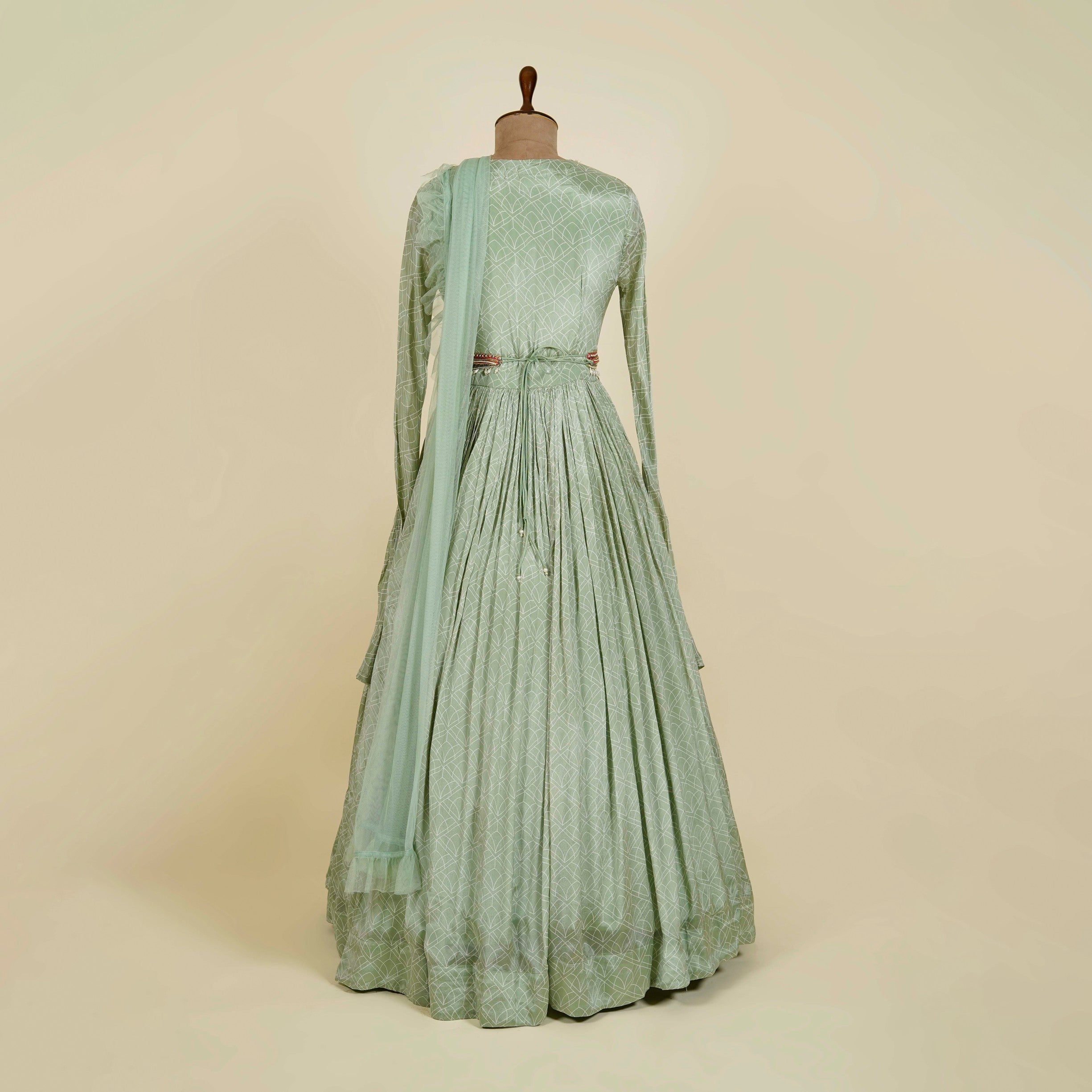 Printed Mint Green Anarkali with belt