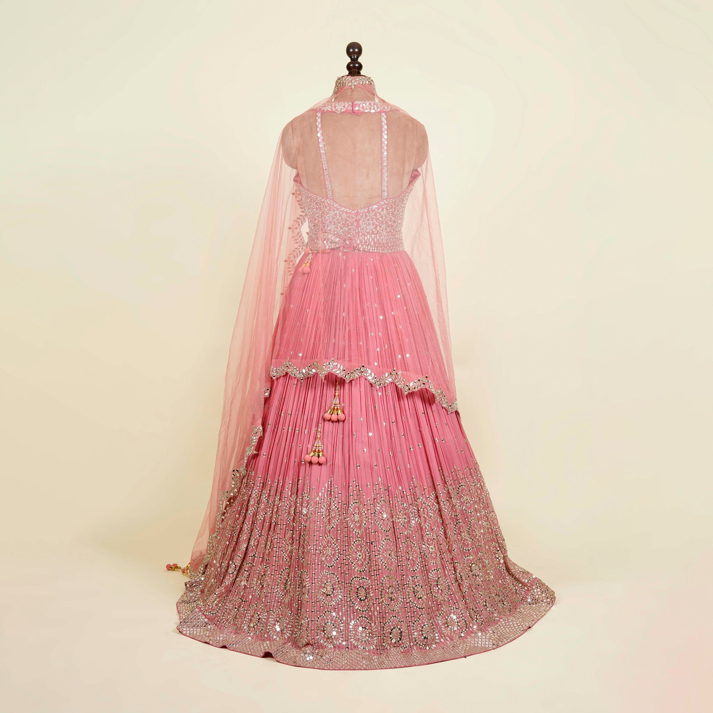 Dusty Pink Anarkali with belt embellished with Mirror work