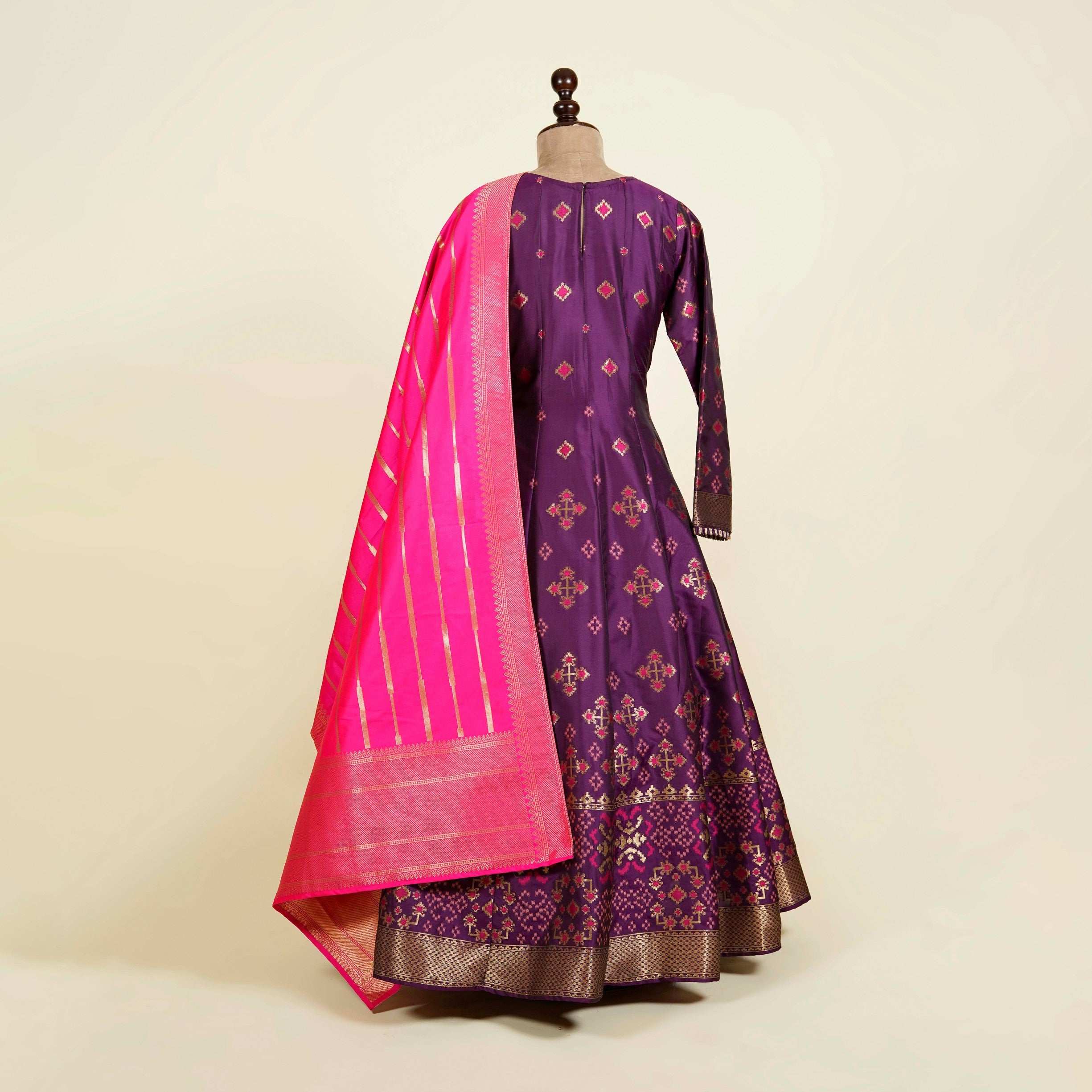Purple Banarsi Anarkali with Silk dupatta