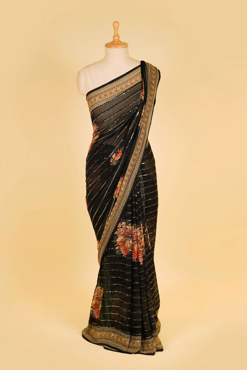 Multi Coloured Black Classic Saree