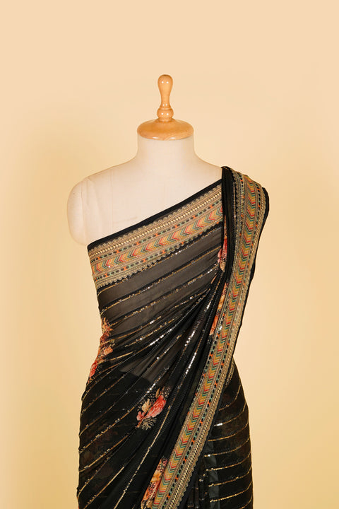 Multi Coloured Black Classic Saree