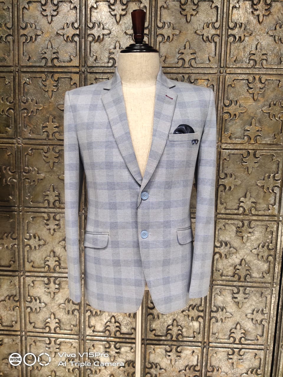 Sky Blue Checked Blazer
