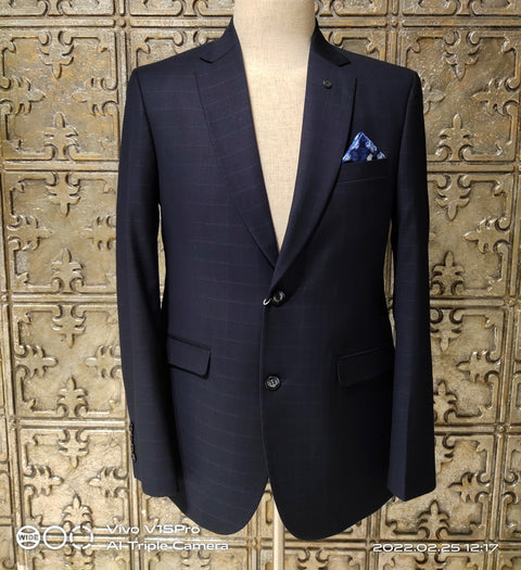 Blue self check 2 piece Suit